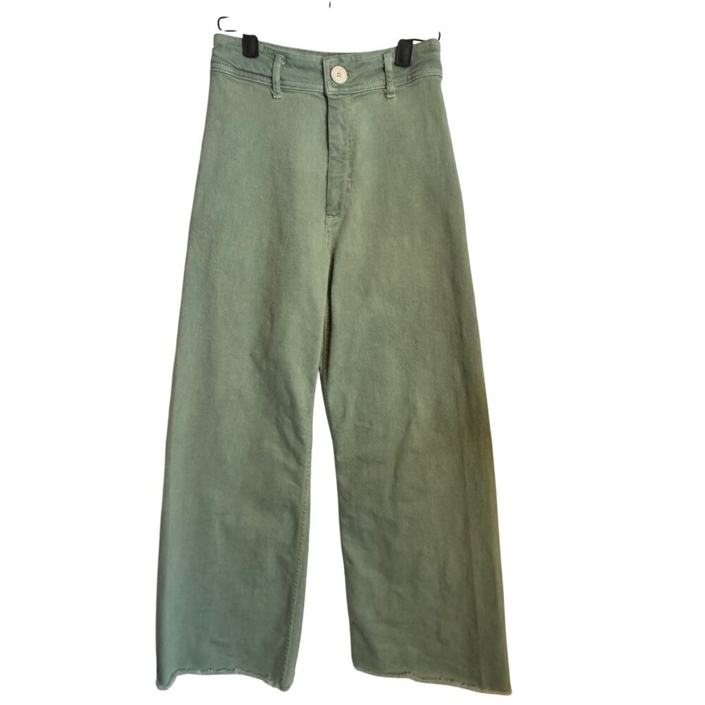 Zara Sage Green Wide Leg Jeans